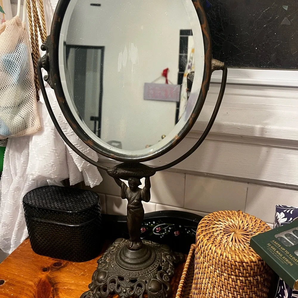 RARE Early 1900s Antique Art Nouveau Vanity Mirror - Stunning Home/Bath Decor